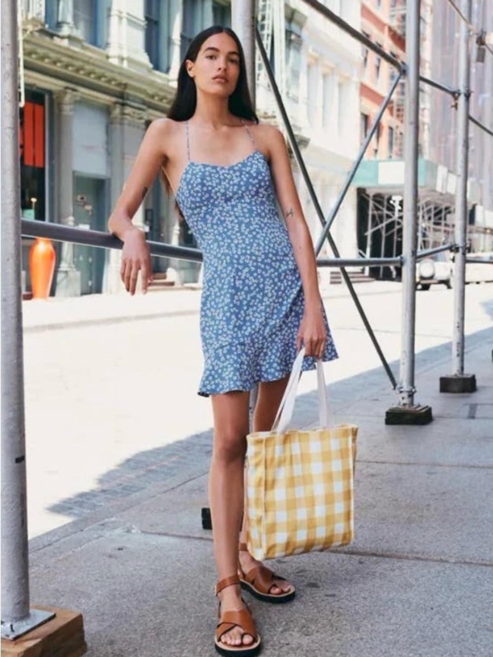 Zara - Blue Floral Smocked Sundress